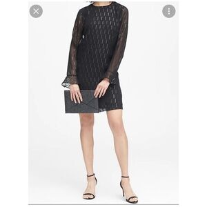 NWT Banana Republic Dress Shift RUffle Cuff Sheer Sleeve Shimmer Evening Blazer